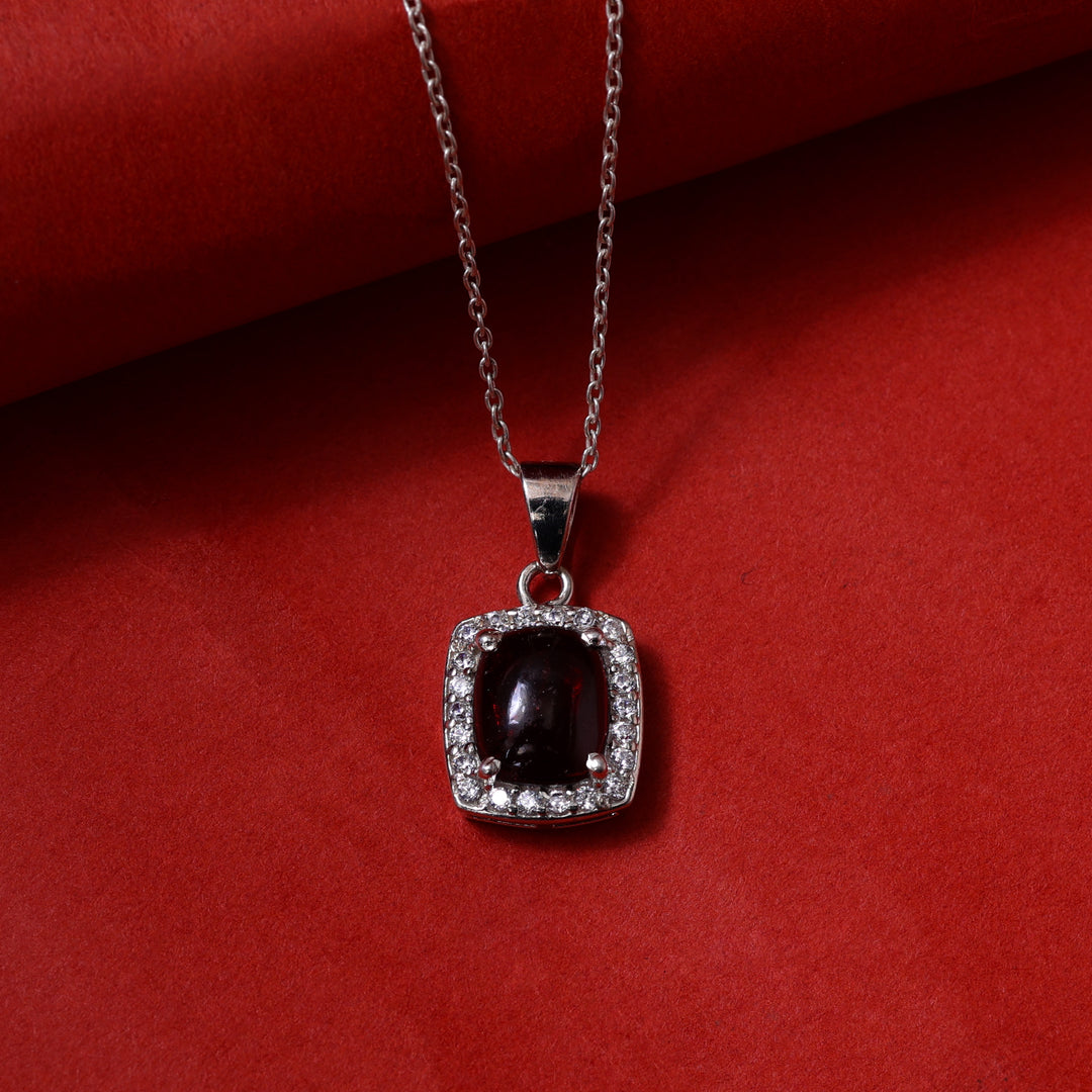925 Silver Red Stone Pendant Necklace for Women | Gift Jewelry