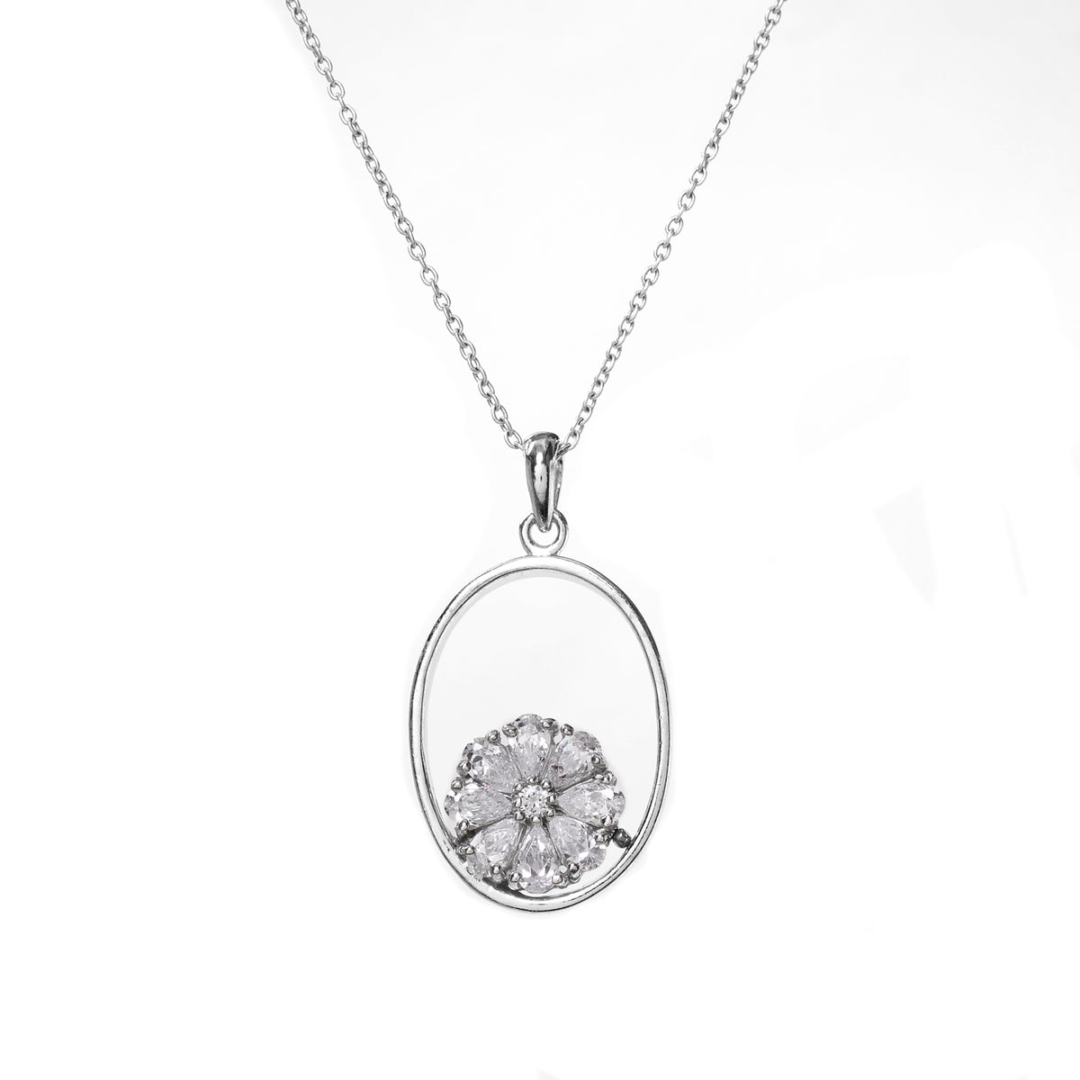 925 silver flower pendant necklace for women | daily wear gift
