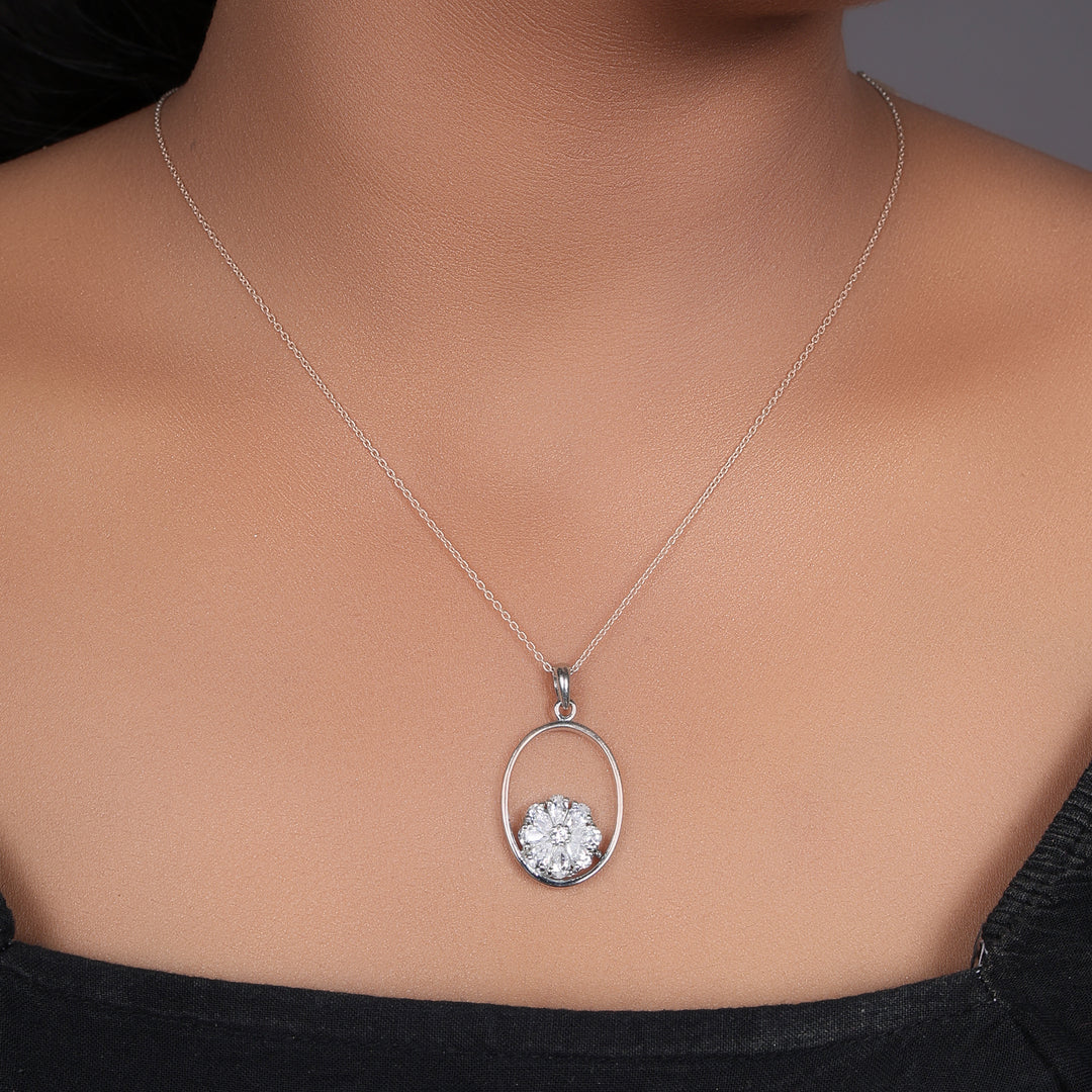 925 Silver Flower Pendant Necklace for Women | Daily Wear Gift
