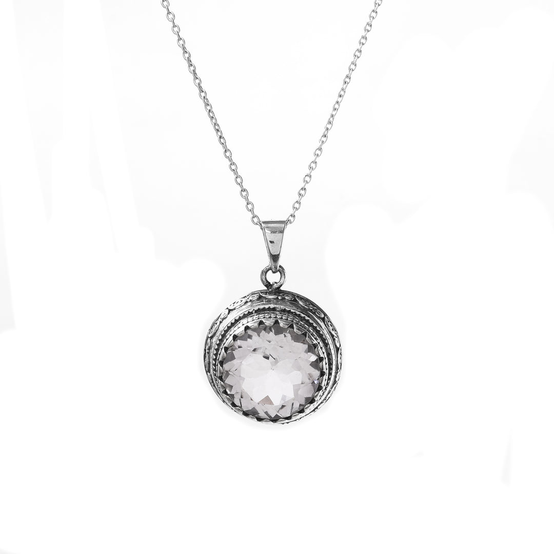 925 Silver Round Quartz Pendant Necklace | For Women | Gift