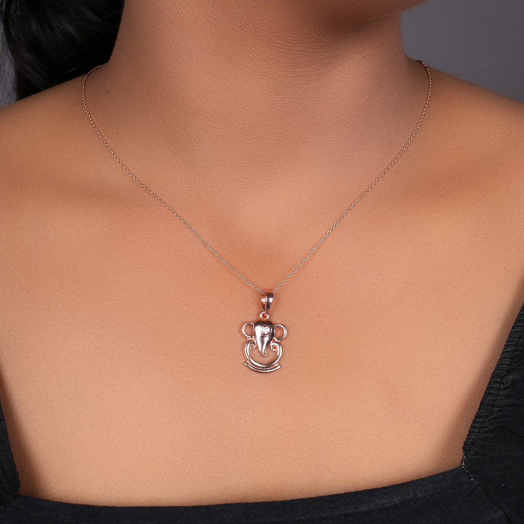 Rose gold plating Ganesh Pendant Necklace | Daily Wear for Women
