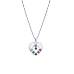 将图像加载到图库查看器中， 925 Sterling Silver Heart Chakra Pendant Necklace with Seven Stones
