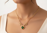 Load image into Gallery viewer, Gold Plated 925 Silver Taurus Zodiac Necklace with Green colour Glass Stone
