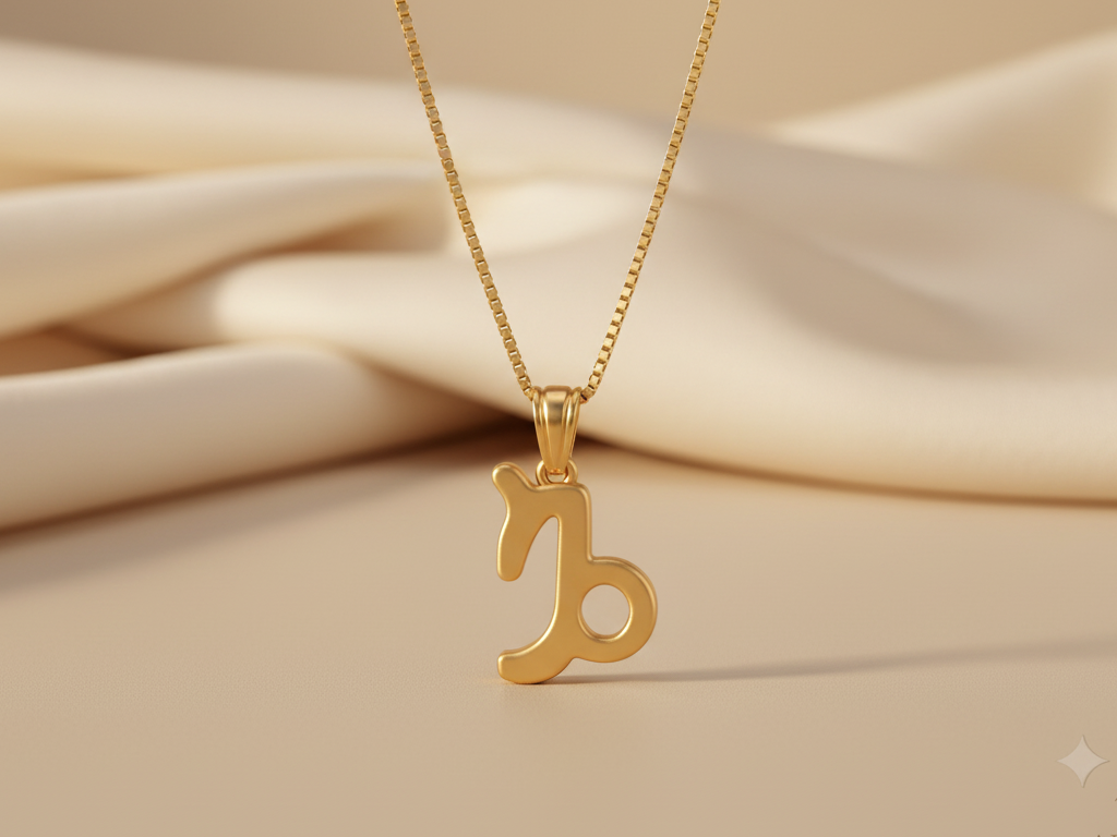 Capricorn Zodiac Necklace Gold Plated 925 Silver Astrology Pendant