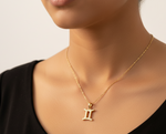 Load image into Gallery viewer, Gemini Zodiac Necklace Gold Plated 925 Silver Astrology Pendant
