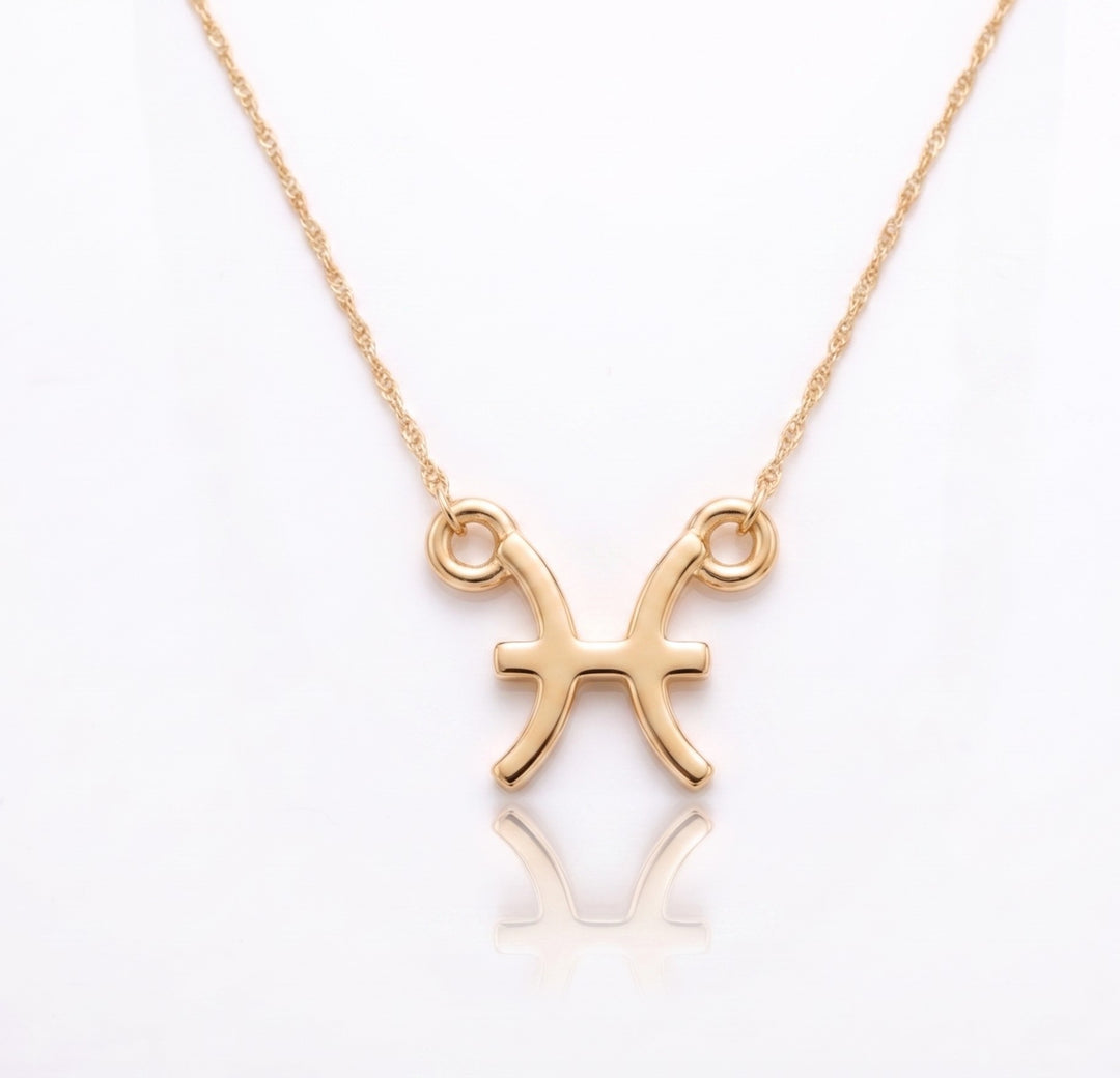 Pisces Zodiac Sign Necklace | Gold Plated 925 Silver Astrology Jewelry