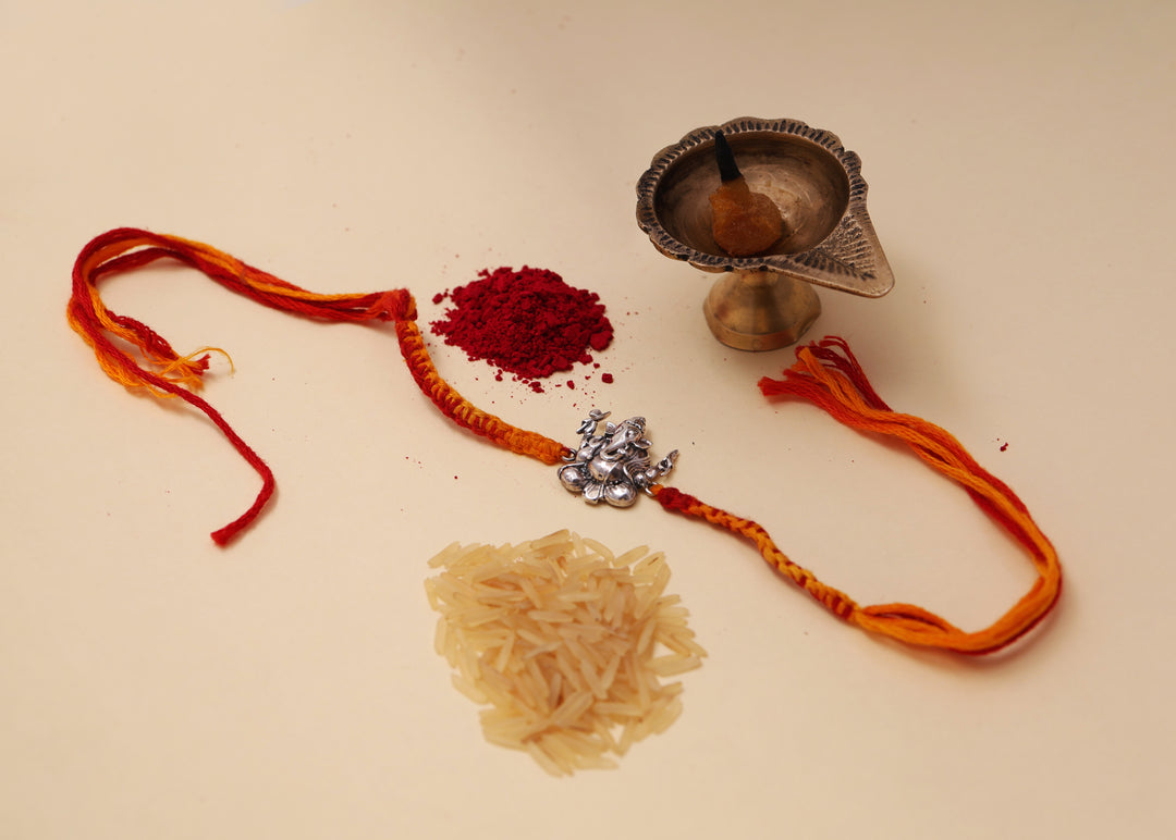 925 Sterling Silver Ganesha Rakhi Bracelet for Brother