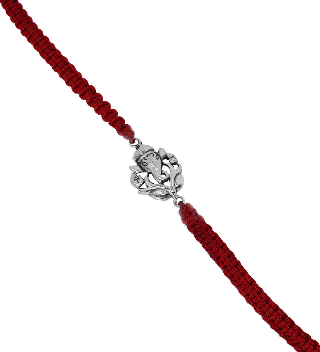 Ganesha 925 Sterling Silver Rakhi for Brother with Red Thread