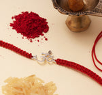 Load image into Gallery viewer, 925 Sterling Silver Om Rakhi for Brother with CZ Stone
