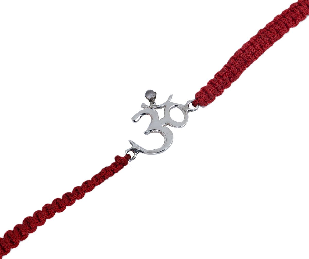 925 sterling silver om rakhi for brother with cz stone