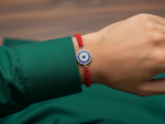 Load image into Gallery viewer, Sterling Silver Evil Eye CZ Rakhi for Brother for Raksha Bandhan
