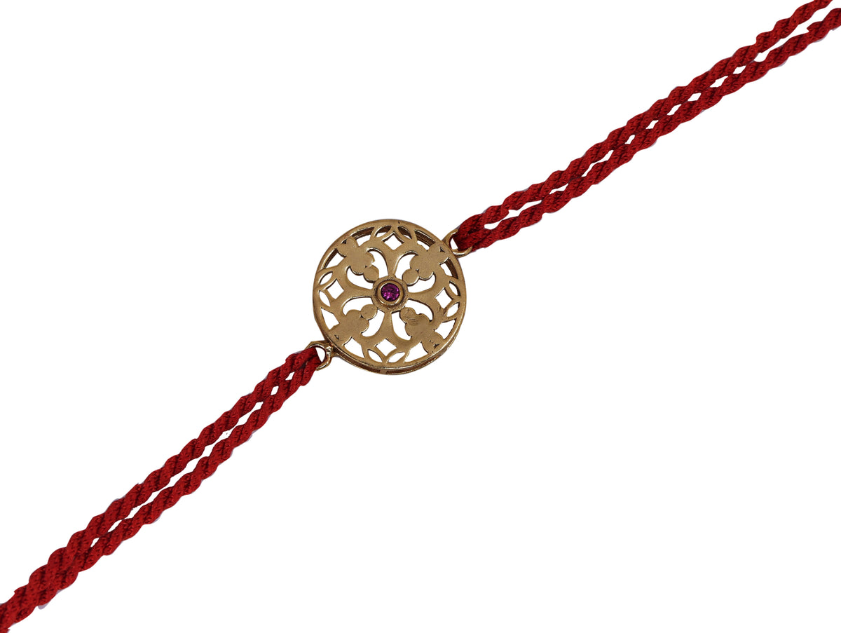 Mandala cz rakhi in gold plated 925 sterling silver for brother