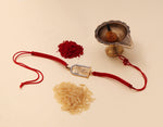 Load image into Gallery viewer, Gold Plated 925 Silver Shiva Trishul Rakhi with CZ for Raksha Bandhan
