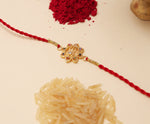 Load image into Gallery viewer, Gold Plated 925 Silver Trishul Navratna CZ Rakhi for Brother
