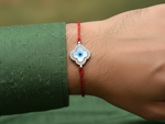 Load image into Gallery viewer, Evil Eye Clover Rakhi in 925 Sterling Silver with CZ for Brother
