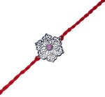 Load image into Gallery viewer, Floral Mandala 925 Sterling Silver Rakhi with CZ for Brother
