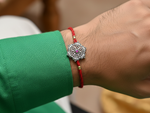 Load image into Gallery viewer, Floral Mandala 925 Sterling Silver Rakhi with CZ for Brother
