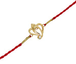 Load image into Gallery viewer, Gold Plated 925 Silver Ganesha Rakhi with CZ for Brother
