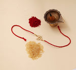 Load image into Gallery viewer, Gold Plated 925 Silver Ganesha Rakhi with CZ for Brother
