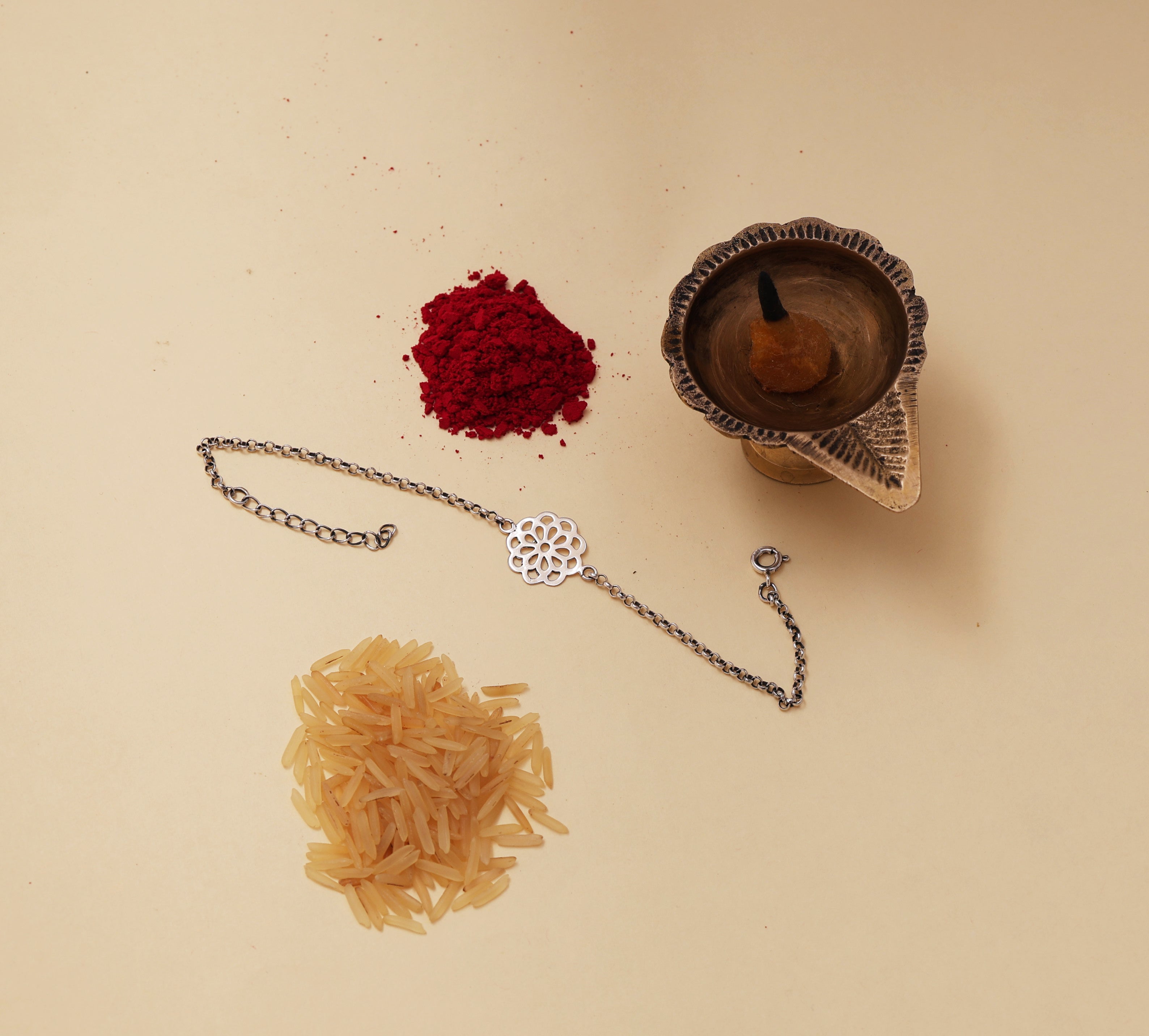 Floral Filigree Silver Rakhi for Brother | 925 Sterling Silver