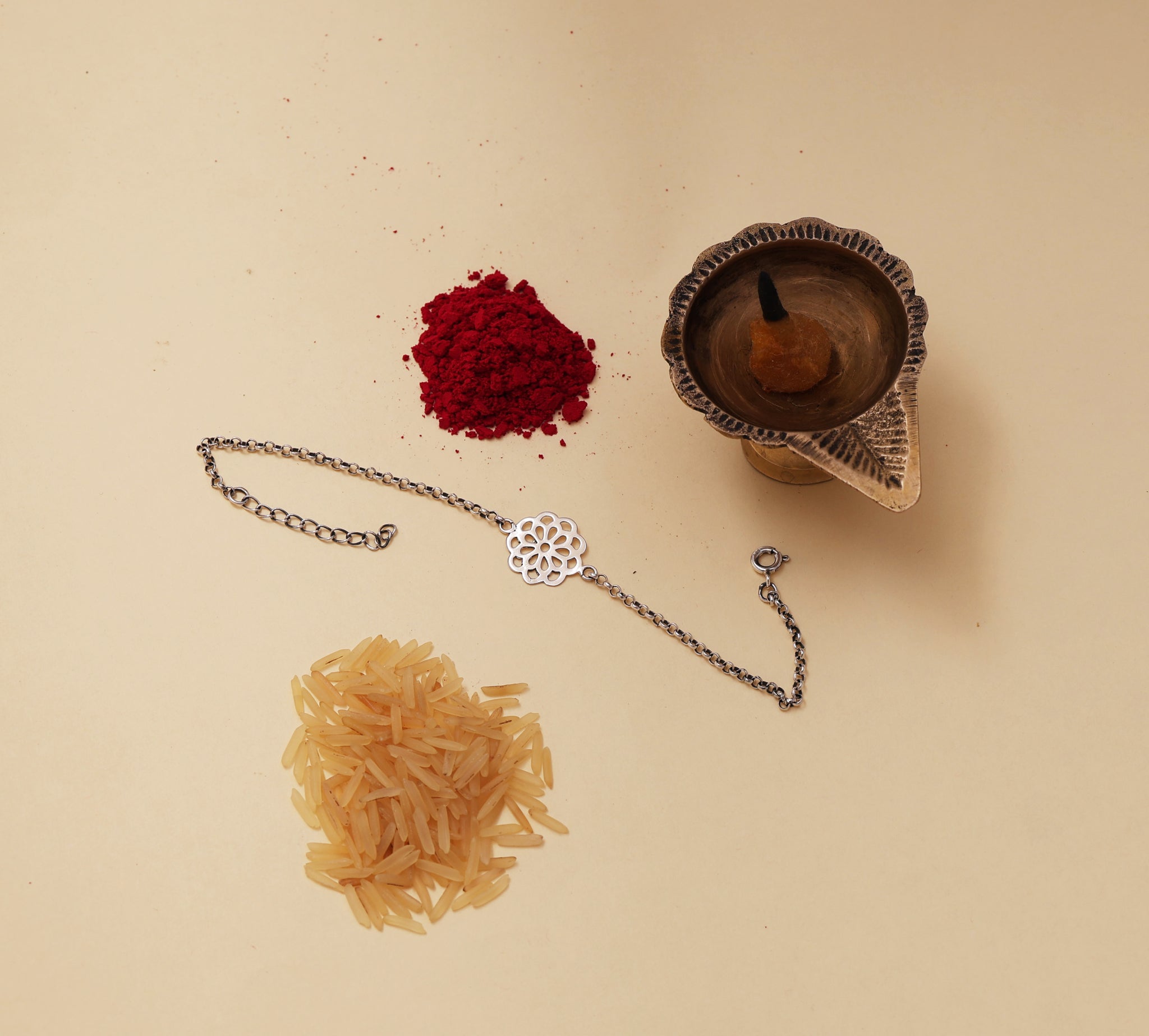 Floral Filigree Silver Rakhi for Brother | 925 Sterling Silver