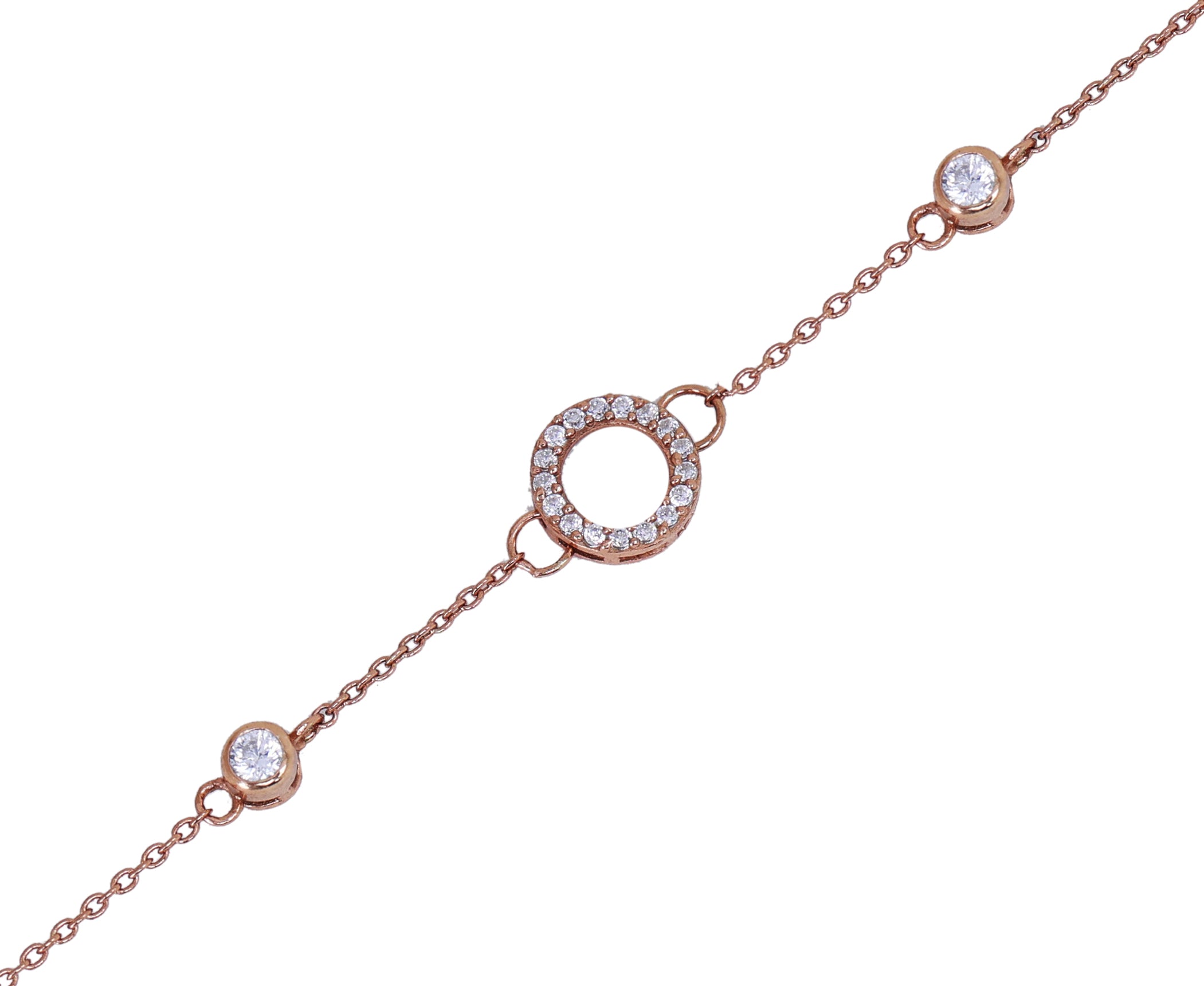 Eternity Circle CZ Rakhi for Brother in Rose Gold 925 Silver