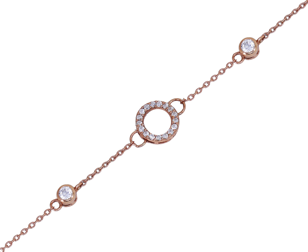 Eternity Circle CZ Rakhi for Brother in Rose Gold 925 Silver