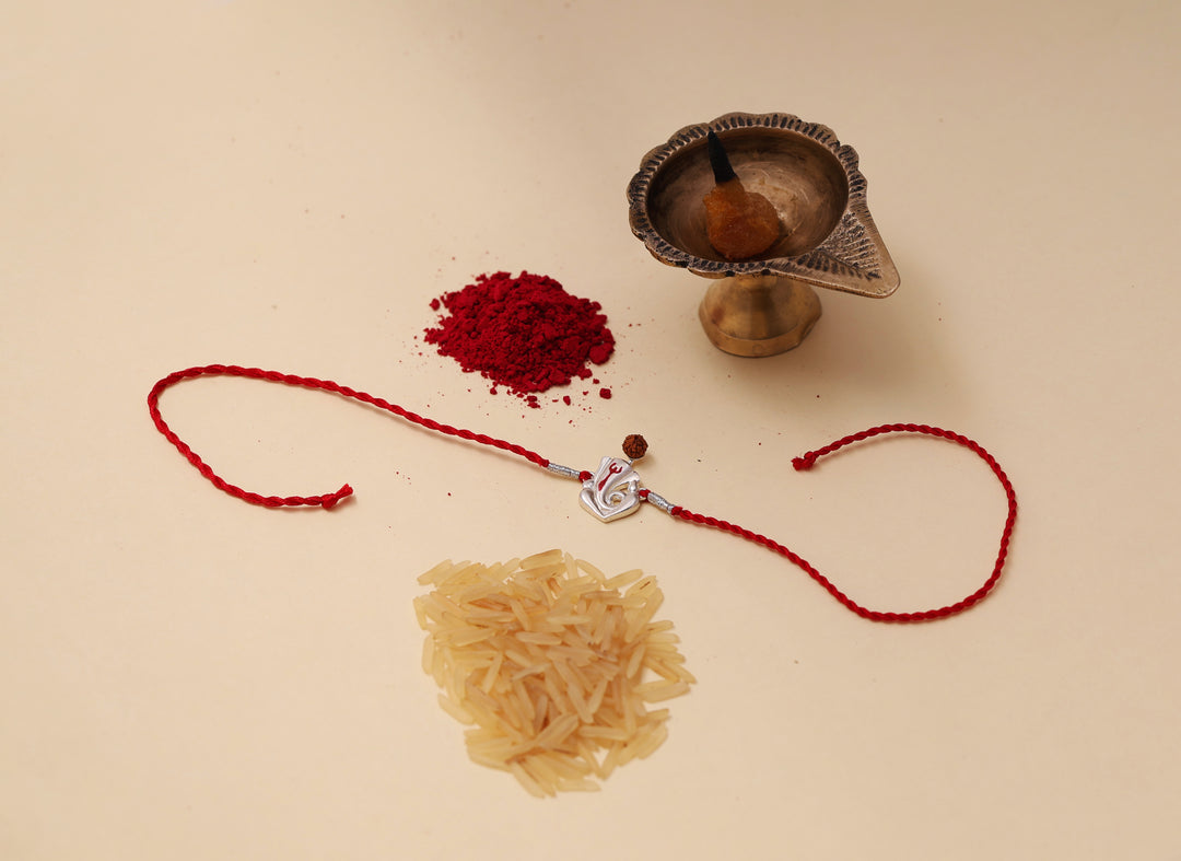 Shiva Trishul Rudraksha 925 Sterling Silver Rakhi for Brother