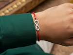 将图像加载到图库查看器中， Infinity BRO 925 Sterling Silver Rakhi with CZ for Brother
