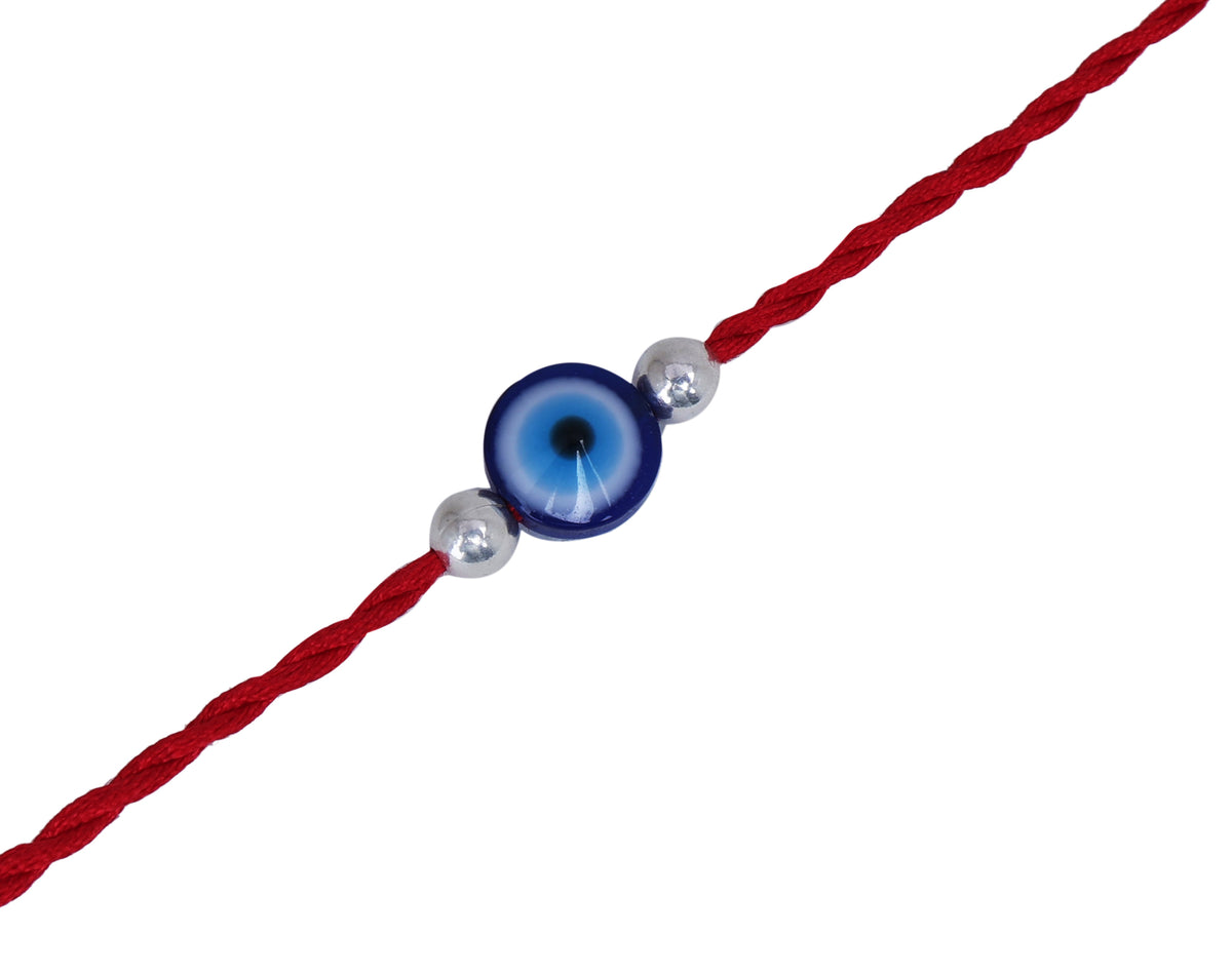 Evil eye rakhi for brother in 925 sterling silver | red thread
