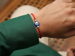将图像加载到图库查看器中， Evil Eye Rakhi for Brother in 925 Sterling Silver | Red Thread
