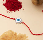 将图像加载到图库查看器中， Evil Eye Rakhi for Brother in 925 Sterling Silver with CZ
