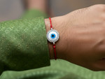 将图像加载到图库查看器中， Evil Eye Rakhi for Brother in 925 Sterling Silver with CZ
