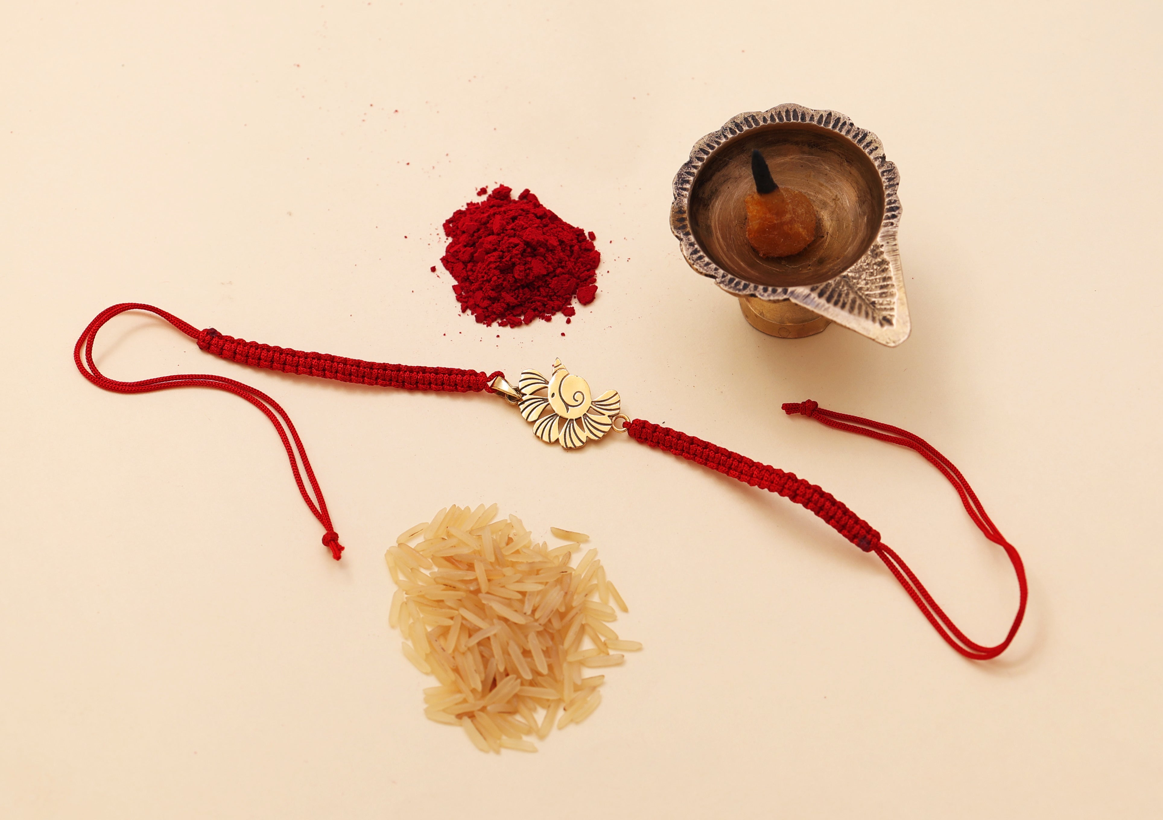 Ganesha 925 Sterling Silver Rakhi Bracelet for Raksha Bandhan Gift