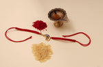 将图像加载到图库查看器中， Gold Plated 925 Silver Ganesha CZ Rakhi for Brother Raksha Bandhan
