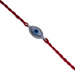 将图像加载到图库查看器中， Evil Eye Rakhi 925 Sterling Silver CZ Bracelet for Brother
