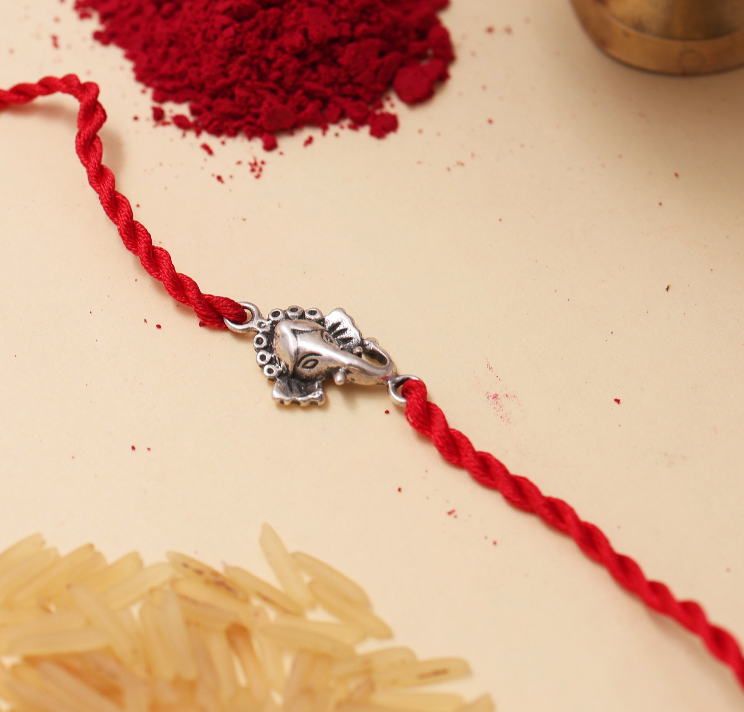 Ganesha Rakhi in 925 Sterling Silver for Raksha Bandhan Brother