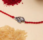 将图像加载到图库查看器中， Ganesha 925 Sterling Silver Rakhi with CZ for Rakshabandhan
