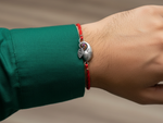 将图像加载到图库查看器中， Ganesha 925 Sterling Silver Rakhi with CZ for Rakshabandhan
