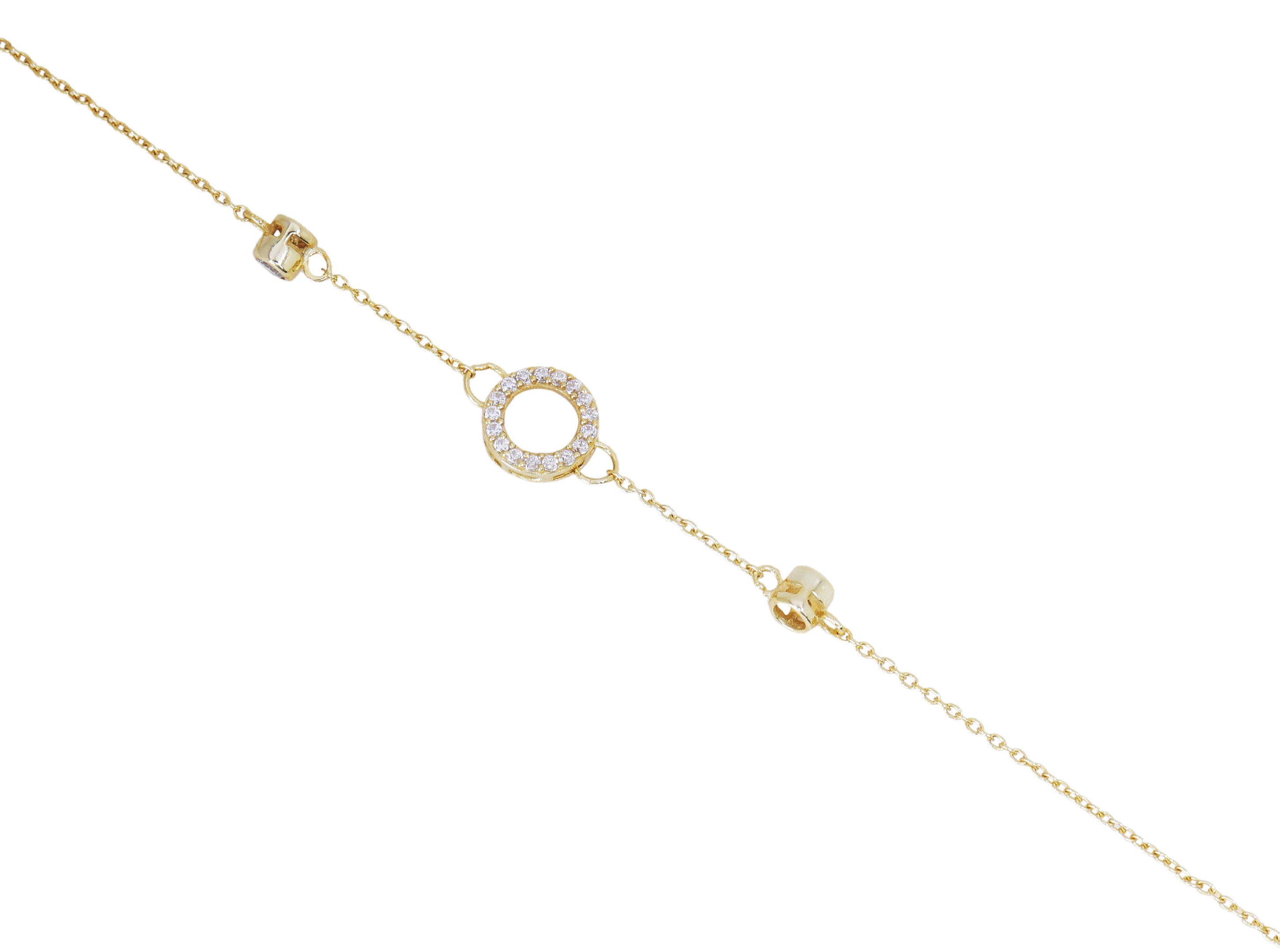 CZ Circle 925 Sterling Silver Rakhi for Brother | Gold Plated