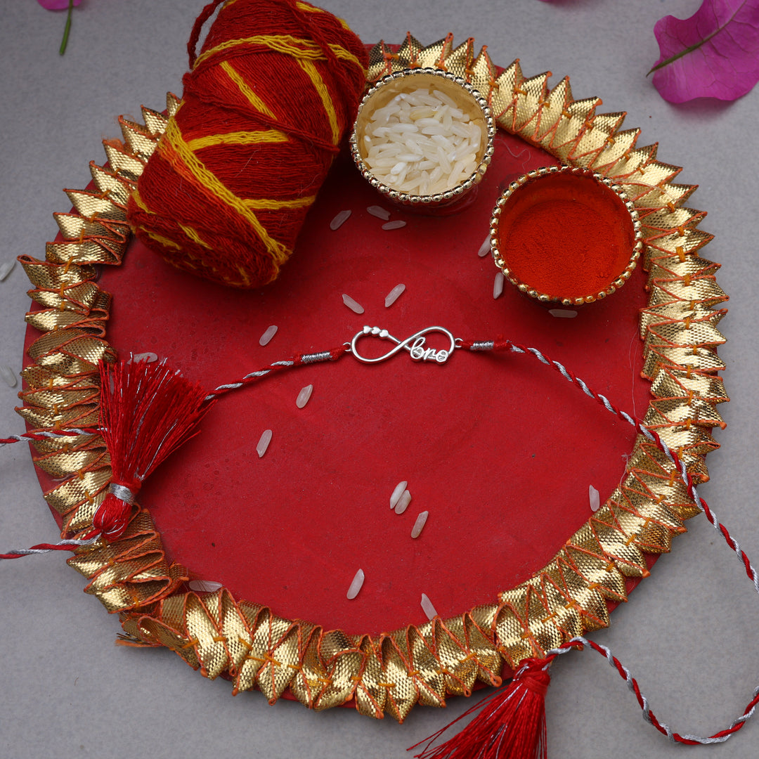Infinity Love Rakhi for Brother in 925 Silver with Zircon