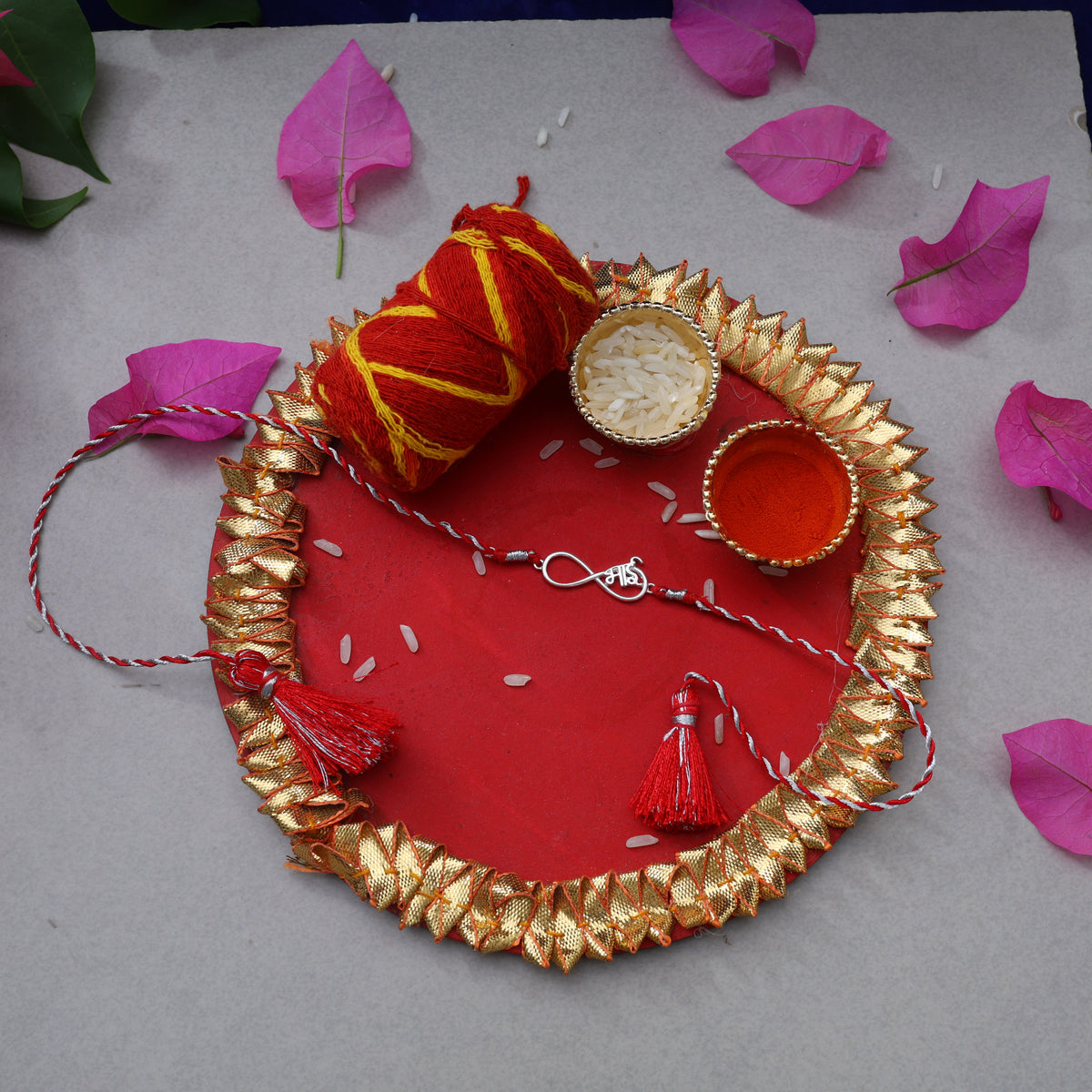 Bhai infinity 925 silver rakhi with red thread for brother