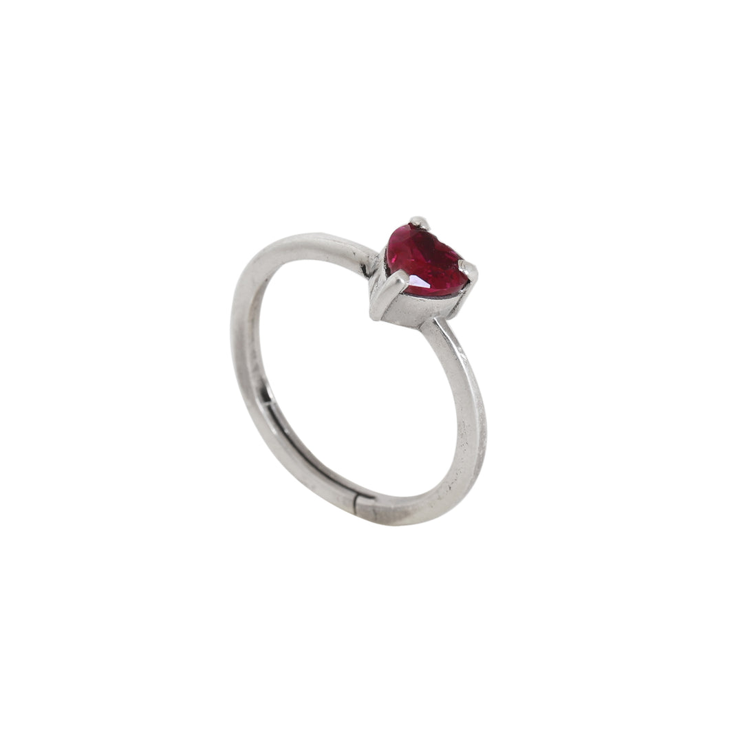 Anillo de plata con rubí en forma de corazón para mujer | Joyería de regalo