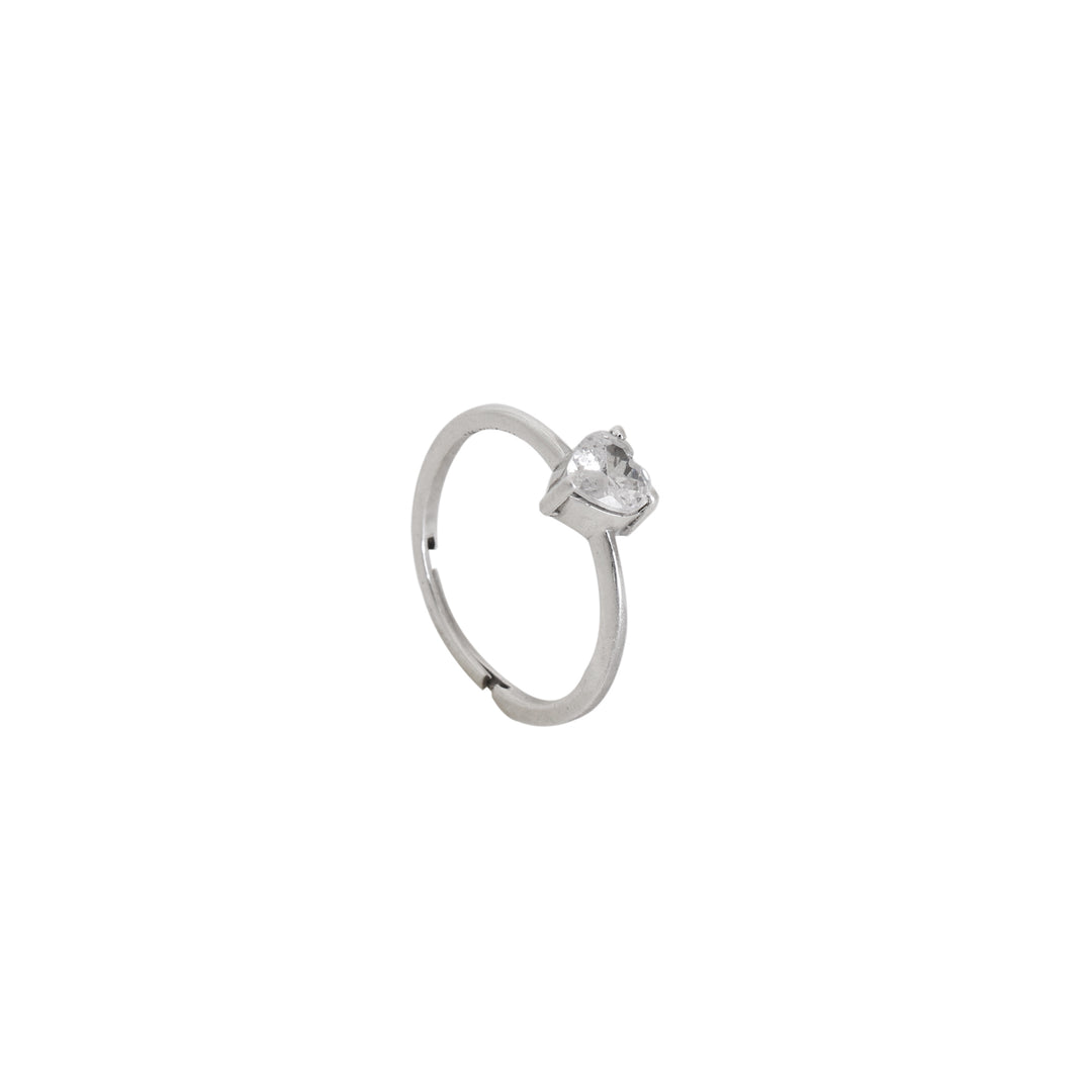 925 Silver Heart CZ Ring for Women | Adjustable Jewelry