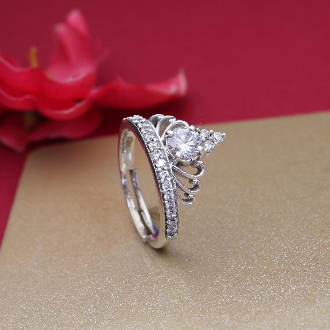 925 Silver Crown Ring for Women | Adjustable Princess Ring