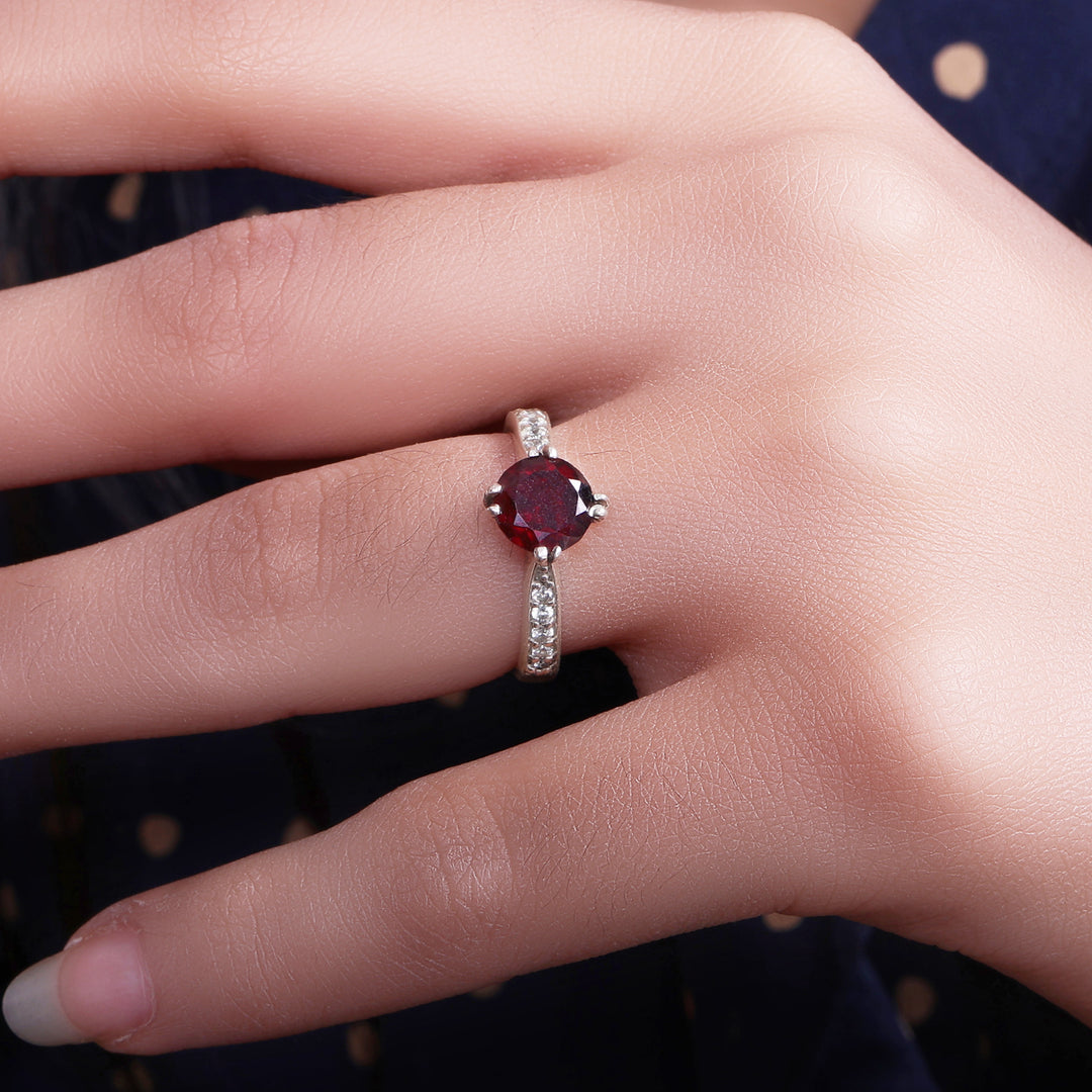 Anillo de rubí en plata 925 para mujer | Joyas con piedras preciosas