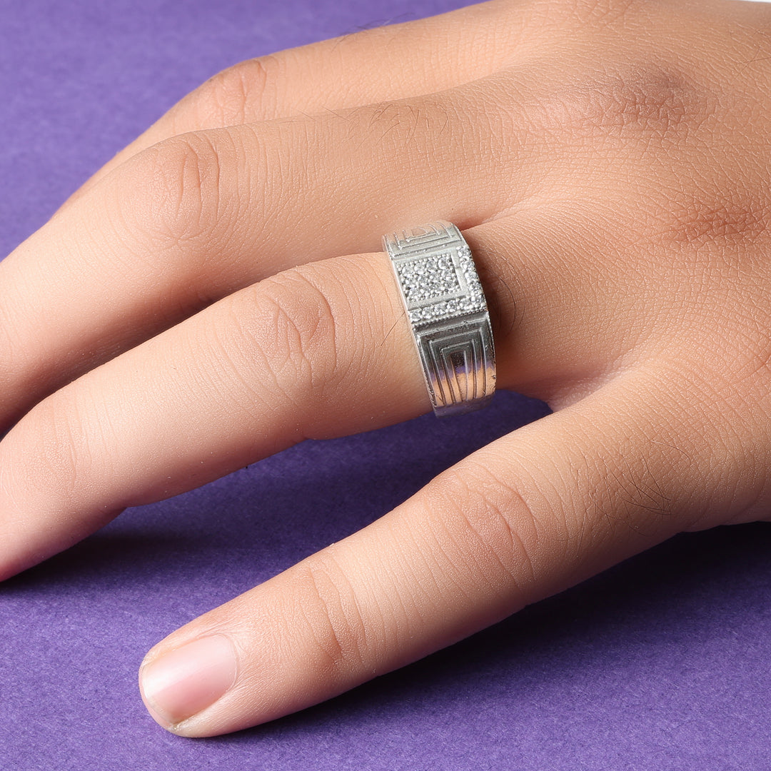 Silver Geometric Adjustable Ring | Men's Fashion Jewelry Gift