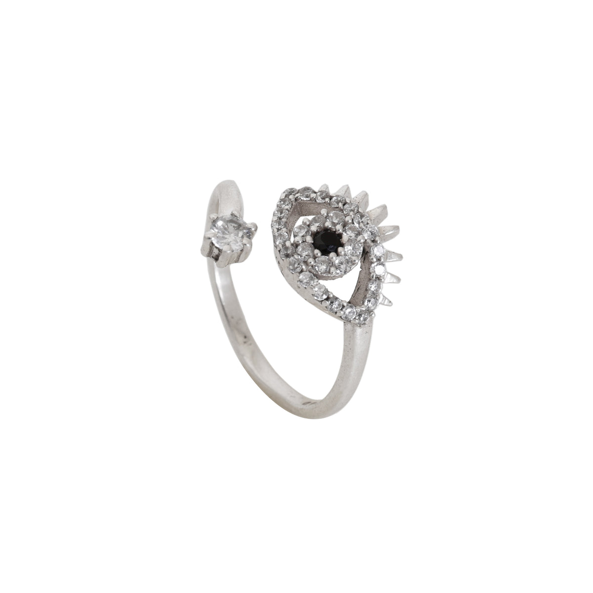 925 silver cubic zirconia evil eye ring | adjustable for women
