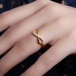Load image into Gallery viewer, Gold Adjustable Infinity Ring with CZ Stones | Women&#39;s Ring
