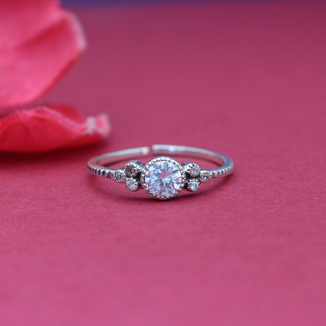925 Silver Cubic Zirconia Adjustable Ring for Women | Gift